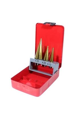 GFB Kademeli Matkap Ucu Seti 4-12, 4-20, 4-30 Metal Kutulu (3 PARÇA SET)