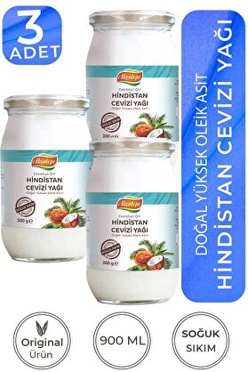 akçatepe 3 Adet Soğuk Sıkım Katı Hindistan Cevizi Yağı