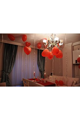 İRHANLAR Kırmızı Kalpli Balon 12 Inc Büyük Boy 10 Adet