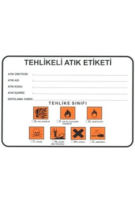 Kamusalmarket Tehlikeli Atık Etiketi 15X21 Cm