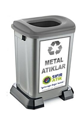 Şen Yayla Sıfır Atık Geri̇ Dönüşüm Kutusu 50 Lt Gri̇-Metal Atıklar