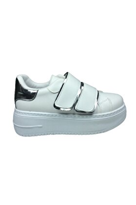 OrtopedikAL 2001 Womenly Moda Beyaz Cırtlı Kadın Sneaker Spor Ayakkabı