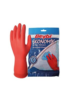 Beybi Bulaşık Eldiven -  Kırmızı Eldiven 9-9,5 - 3 Çift
