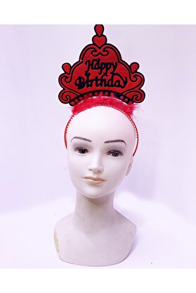 Go İthalat Happy Bi̇rthday Neon Kırmızı Renk Doğum Günü Tacı 24X15 Cm (4072)