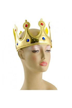 Go İthalat Altın Renk Kumaş Malzemeden İmal Yeti̇şki̇n Ve Çocuk Kral Tacı 55 Cm (4107)