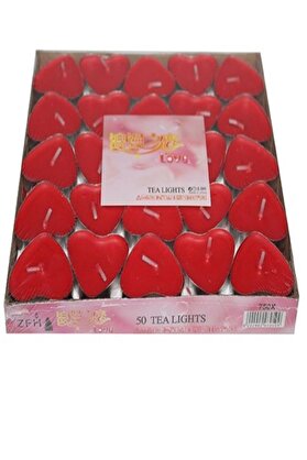 İRHANLAR 50 Adet Kalpli Mum Tealight Kalp Şeklinde Kırmızı Mum Doğum Günü Evlilik Teklifi Sevgiliye Jest