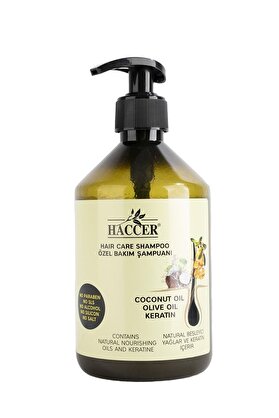 Haccer Zeytinyağı Hindistan Cevizi Yağı Keratin Tuzsuz Bakım Şampuanı 400 ml