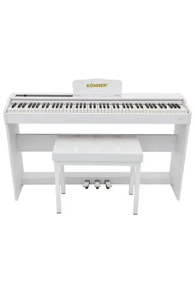 KÖHNER Slp-225 Wh Dijital Konsol Piyano, Bluetooth, Tuş Hassasiyeti, 88 Tuşlu (KULAKLIK VE TABURE)
