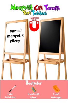 Yıldırım's Home Manyetik Çocuk Yazı Tahtası Ahşap Çift Taraflı 45x100