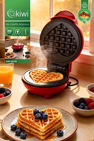 Kiwi KSM-2401W Mini Waffle Makinesi | Yapışmaz Plaka & Pratik Kullanım