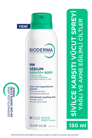 Bioderma Sebium Kerato+ Body Sivilce Akne Lekesi Karşıtı Salisilik Asit Niasinamid İçeren Vücut Spreyi 150ml