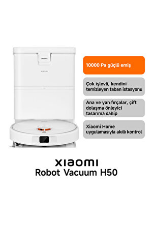 Xiaomi Robot Vacuum H50 Beyaz Akıllı Robot Süpürge 10000 Pa Emiş Gücü