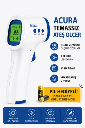 Acura Temassız Kızılötesi Ateş Ölçer Renkli Ekranlı Nesne Ve Vücut Ölçer Ac-9270