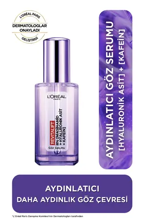 L'Oreal Paris Revitalift Filler [Hyaluronik Asit+Niasinamid+Saf Kafein] Aydınlatıcı Kırışıklık Karşıtı Göz Serumu