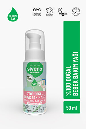 Siveno %100 Doğal Bebek Yağı Organik Jojoba Bakım Masaj Yağı Parafinsiz Bitkisel Vegan 50 ml