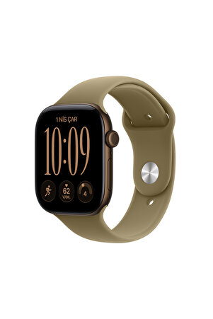 Apple Watch Series 12 GPS 46mm Koyu Bronz Alüminyum Kasa ve Zeytin Yeşili Spor Kordon - M/L