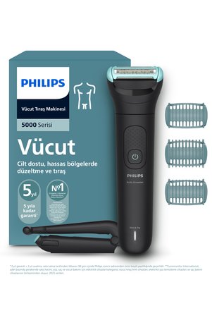 Philips 5000 Vücut Tıraş Makinesi 3'lü Cilt Koruma Sistemi Islak&Kuru Sırt Başlığı BG5475/15