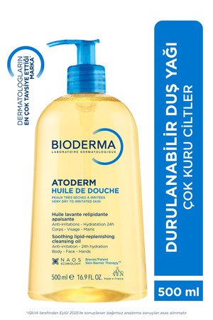 Bioderma Atoderm Shower Oil Çok Kuru Cilt Bebek Çocuk Yetişkin Nemlendirici Temizleyici Duş Yağı 500 ml
