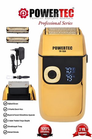 POWERTEC TR-550 Şarjlı Günlük Sakal Sinekkaydı Tıraş Hassas Düzeltici Döner Başlık
