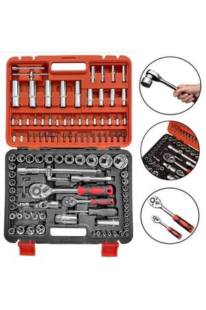 Newstar 108 Pcs Crv Çeliği Profesyonel Parlak Lokma Takımı 1/2-1/4