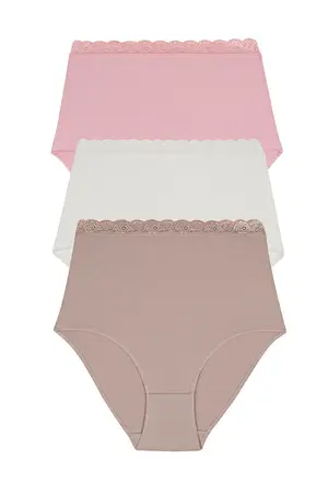 SUWEN 3'lü Pamuklu Dantelli Maxi Yüksek Bel Slip Külot