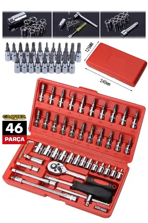 CRAFTERTOOLS tools Alman 46 Parça 1/4 Küçük Lokma Takımı Seti