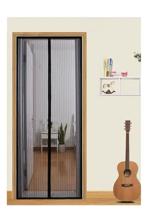 NEBİL HOME Siyah Mıknatıslı Kapı Sinekliği 95x205 Cm Raptiyeli Ve Çift Bantlıdır