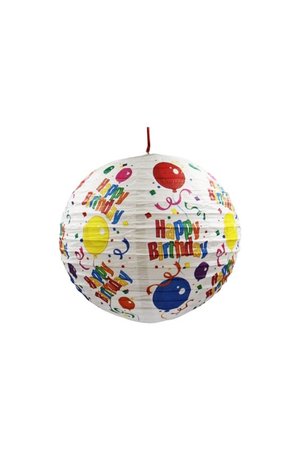 Big Party Japon Feneri Balon Ve Happy Birthday Baskılı 25 cm