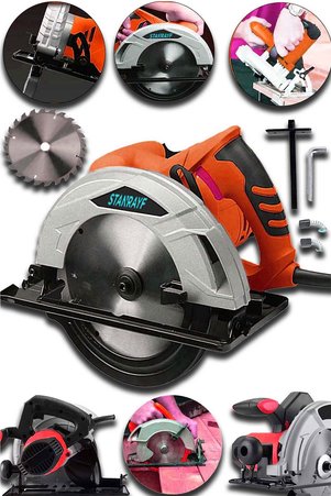 stanrayf Alman 9900 W Bakır Sargılı Çelik Şanzıman Profesyonel Sunta Ahşap Kesme Daire Testere Makinesi