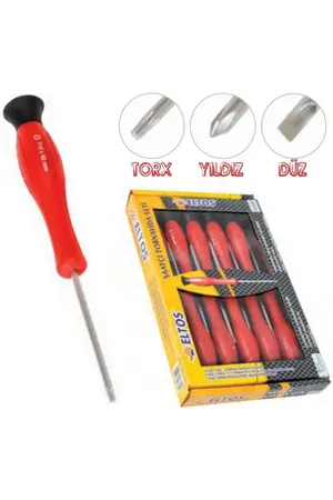 Eltos Torx-düz-yıldız Saatçi Klemens Tornavida Seti 10 Parça