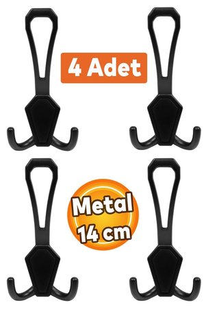Badem10 4 Adet Villa Portmanto Askı Vestiyer Duvar Dolap Askısı Siyah Metal Mobilya Kapı Askılığı Askılık