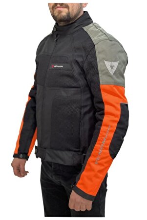 Venom Erkek Dynamic Siyah Gri Turuncu Motosiklet Montu 4 Mevsim