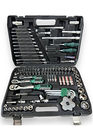 Newstar Tam Profesiyonel Germany 72 Diş Eğik Cırcır 121 Parça Lokma Takımı Oto Tamirci Tam Set 1/2-3/8-1/4