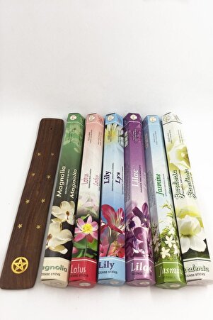 Flute Tütsü 6 Çeşit Manolya Lotus Zambak Leylak Yasemin Gardenya Ve Tütsü Kayığı 120 Adet Tütsü