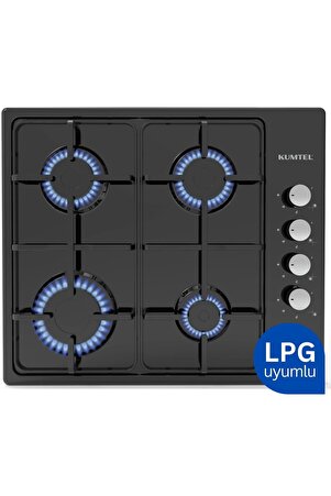 KUMTEL Ko-420f 4 Gözü Gazlı Siyah Setüstü Ocak Tüplü