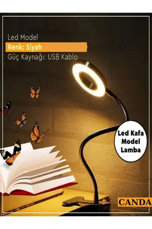 Unichrome Mandallı Led Çalışma Okuma Işığı Ayarlanabilir Işık 3 Renk Masa Gece Lambası Telefon Tutucu Hediyeli