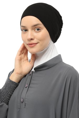 Altobeh Hazır Pratik Geçmeli Lastikli Tesettür Bone Siyah