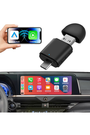 RADOON Yeni Tasarım Mini Kablosuz İOS Android Uyumlu Carplay Usb ve Type-c 2in1 Araç Multimedya Adaptörü