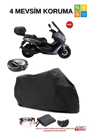AutoEN Arora MAX-T Easy Arka Çanta Uyumlu SU Geçirmez Siyah Motosiklet Örtüsü