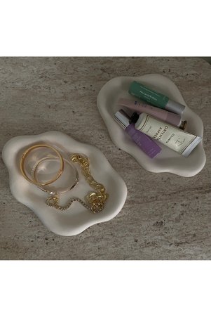 bliss store Dekoratif Bulut Tabak 2’li Takı Tabağı Kahve Tepsi
