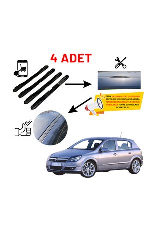Genel Markalar Opel Astra H 4'lü Ön Arka Tavan Oluk Çıta Kapakları Siyah