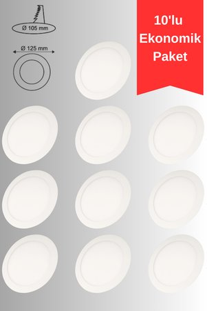 ga gözde aydınlatma 6w Sıva Altı Slim Led Spot Panel Beyaz Işık 6400k Alüminyum Kasa Tavan Aydınlatma 10'lu