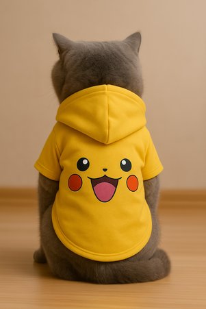 Monopetz Kapişonlu Sweatshirt Köpek Ve Kedi Kıyafeti - Sarı Pikaçu - M Beden