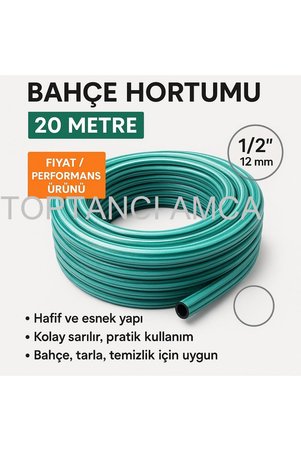 Genel Markalar 1/2" Kalın Takviyeli Zebra Market Tipi Bahçe Hortumu Sulama Toplama Musluk Tipi 20 Metre