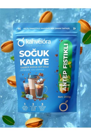 kahvelora Soğuk Hazır Ice Kahve Antep Fıstıklı 200g - Buzlu Soğuk Kahve - Soğuk Sütle Hazırla