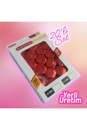 doğruluk galvano 17MM Parlak Kırmızı duz Bıjon KAPAĞI20Lİ SET + 4LÜ Sibop Kapağı SET