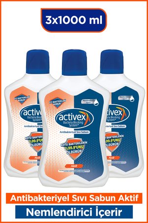 Activex Antibakteriyel Sıvı Sabun Aktif 3x1 Lt Nemlendirici İçerir