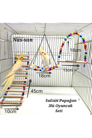 Alice Sultan Papağanı Ve Boyutundaki Kuşlar Için 3lü Oyuncak Seti