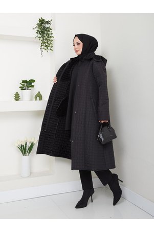 ELBİSHE Büyük Beden Kışlık İçi Tüylü Kapitone Mont CK-1006