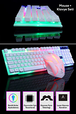 Arfseb Gaming Klavye Mouse Seti – Modern ve RGB Işıklandırma